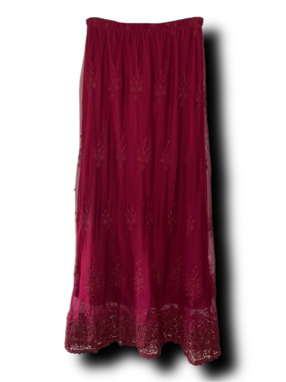 Y2K Style Lace & Crocheted Overlay Sheer Maxi Skirt Whimsigoth Alt Romantic Vibe